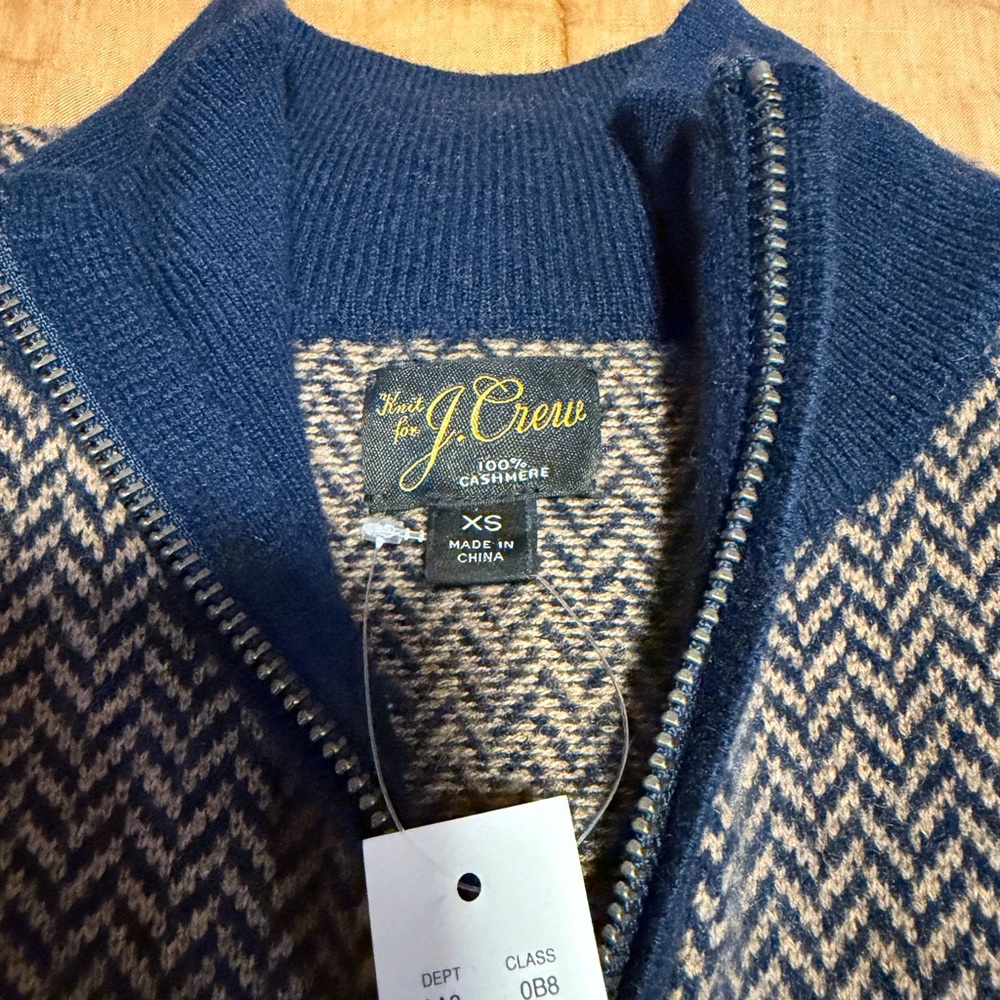 J.Crew Cashmere Quarter Zip Herringbone - Picture 7 of 10